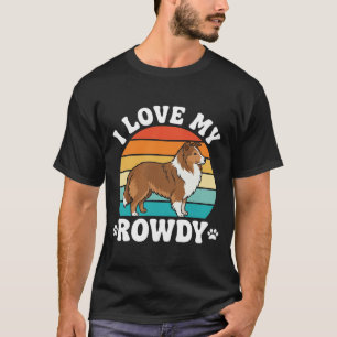 Camiseta Eu Amo Meu Rowdy Sheltie Retro Cachorro