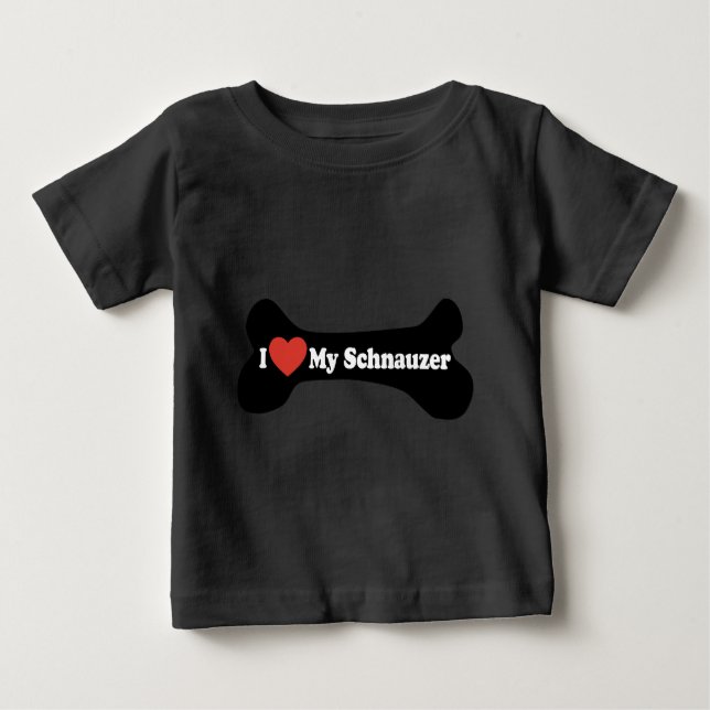 Camiseta Eu Amo Meu Schnauzer - Osso Do Cachorro (Frente)