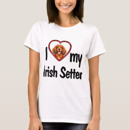 Camiseta Eu Amo Meu Setter Irlandês Quadro de Foto Coração 