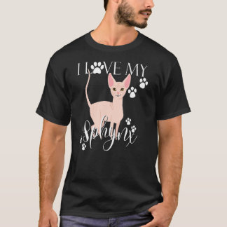 Camiseta Eu Amo Meu Sphynx Ca Gata Lady Mãe Gatinho Gatinho