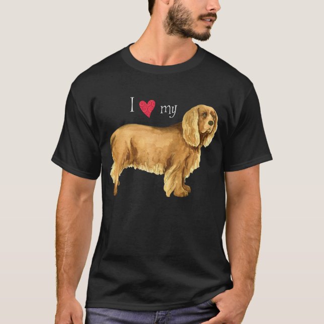 Camiseta Eu amo meu Sussex Spaniel (Frente)