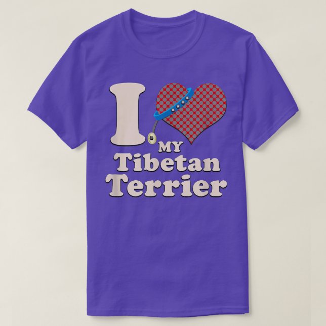 Camiseta Eu Amo Meu Terrier Cachorro Tibetano  (Frente do Design)