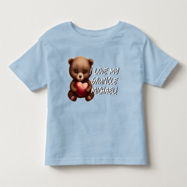 Camiseta "Eu Amo Meu Tio!" Cubo de Urso (Frente)