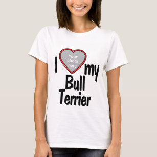 Camiseta Eu Amo Meu Touro Terrier - Foto Cute Red Heart