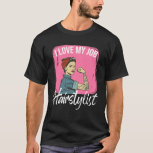 Camiseta Eu Amo Meu Trabalho Tesoura de Cabelereiro Estilo