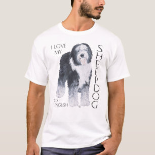 Camiseta Eu Amo Meu Velho Cão de Pastoreio Inglês