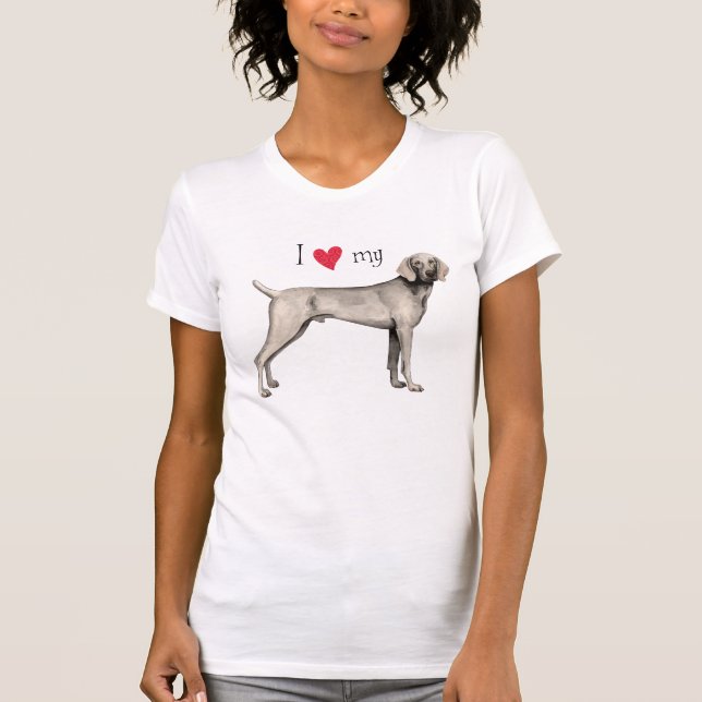 Camiseta Eu amo meu Weimaraner (Frente)