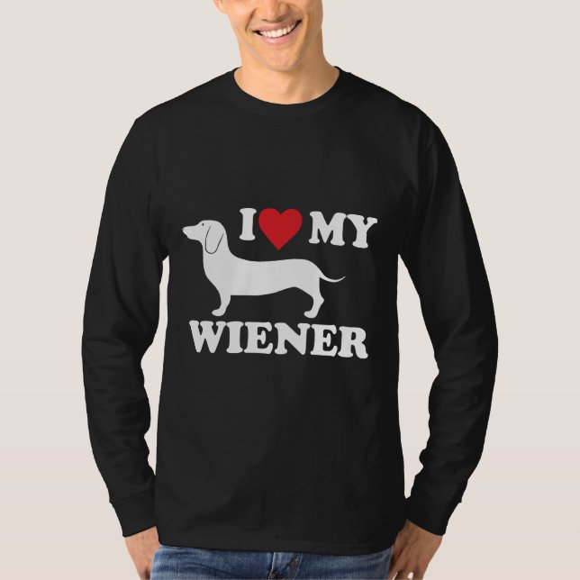 Camiseta Eu Amo Meu Wiener Dachshund (Frente)