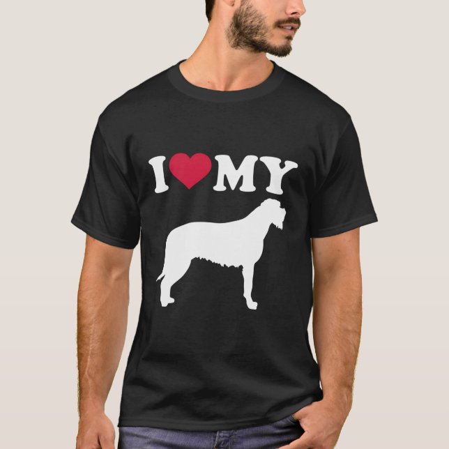 Camiseta Eu Amo Meu Wolfhound Irlandês (Frente)