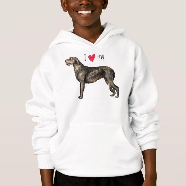 Camiseta Eu amo meu Wolfhound irlandês (Frente)