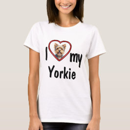Camiseta Eu Amo Meu Yorkie - Foto de Cachorro com Coração V