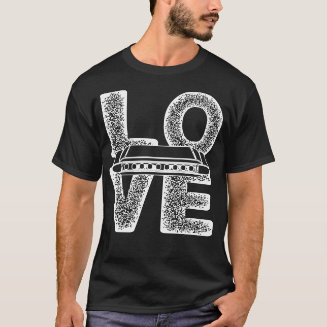 Camiseta Eu Amo Meus Amantes de Música de Harmônica (Frente)