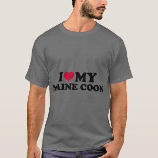Camiseta Eu amo meus amigos gatos meninos Maine coon