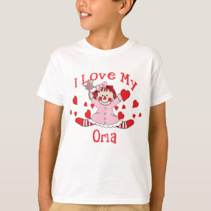 Camiseta Eu amo meus boneca & corações de pano de Oma