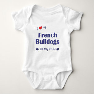 Camiseta Eu amo meus buldogues franceses (os cães