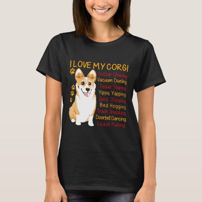Camiseta Eu Amo Meus Corgis Mamãe Mãe Pai Cachorro (Frente)
