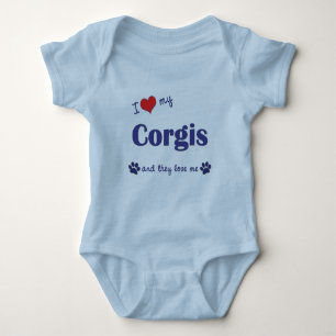 Camiseta Eu amo meus Corgis (os cães múltiplos)
