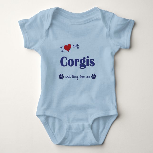 Camiseta Eu amo meus Corgis (os cães múltiplos) (Frente)