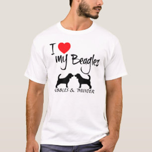 Camiseta Eu Amo Meus Dois Cachorros De Beagle