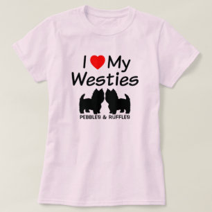 Camiseta Eu Amo Meus Dois Cachorros De Westie