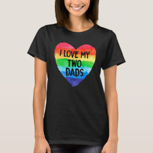 Camiseta Eu Amo Meus Dois Pais LGBT Bandeiras Lésbicas Para