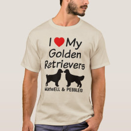Camiseta Eu Amo Meus Dois Retrivers De Ouro
