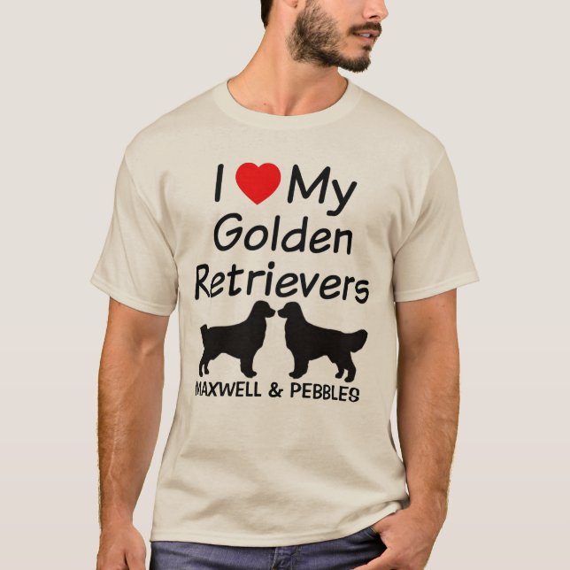 Camiseta Eu Amo Meus Dois Retrivers De Ouro (Frente)