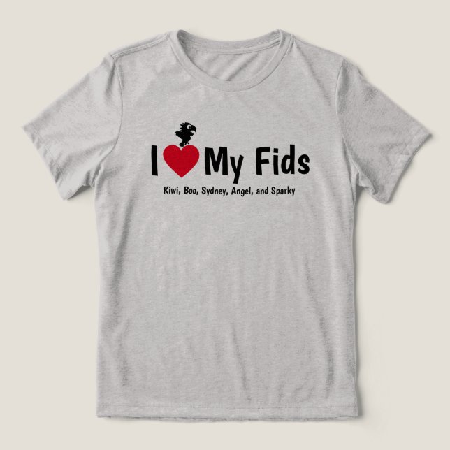 Camiseta Eu Amo Meus Fids Papagaio Kids (Design frontal)
