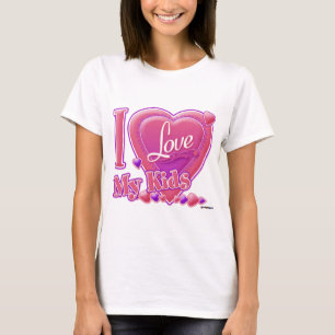 Camiseta Eu Amo Meus Filhos Rosa/Púrpura - Coração