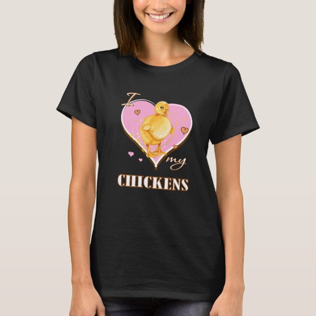 Camiseta Eu amo meus frangos fã (Frente)