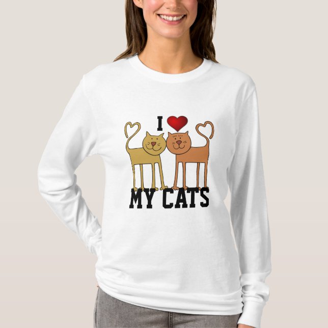 Camiseta Eu Amo Meus Gatos (Frente)