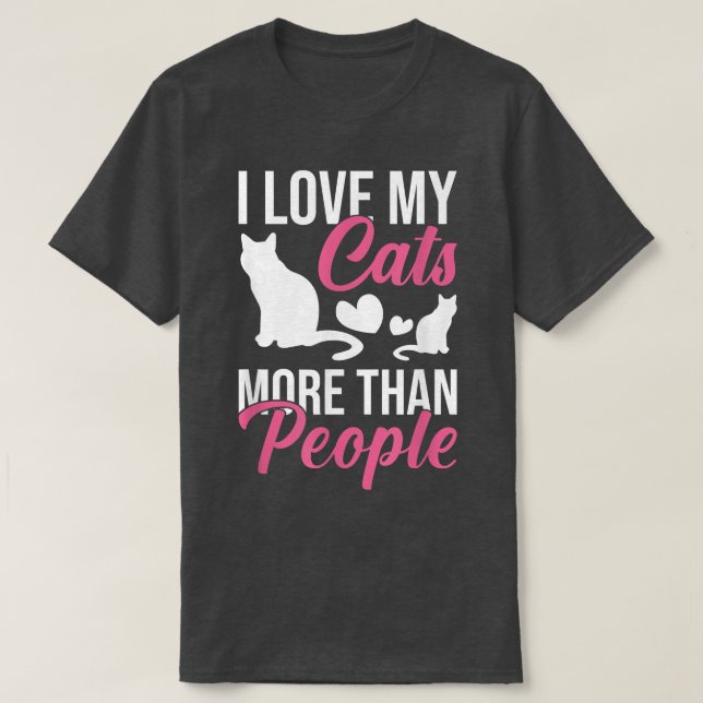 Camiseta Eu Amo Meus Gatos Mais Do Que Pessoas De Gato  (Frente do Design)