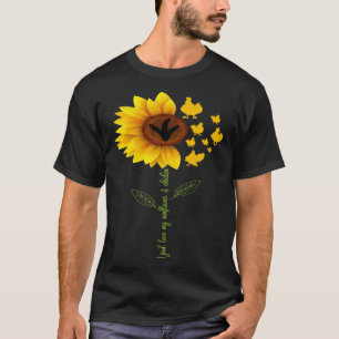 Camiseta Eu Amo Meus Girassóis Flores Amarelas & Frango Fof
