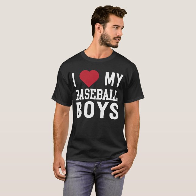 Camiseta Eu amo meus meninos do basebol (Frente Completa)