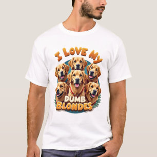Camiseta Eu Amo Meus Retrievers Dourados Loira Burra Vintag