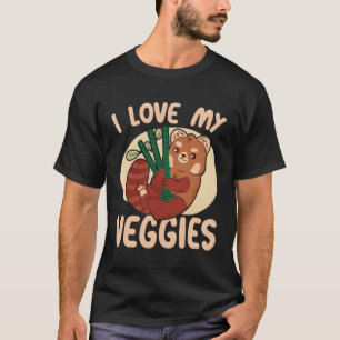 Camiseta Eu Amo Meus Veggies Red Panda Bear Whisperer Wildl
