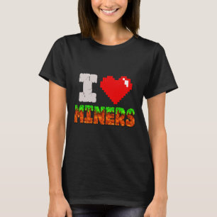 Camiseta Eu Amo Miners Vídeo Engraçado do Coração Gamer Mem