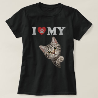Camiseta Eu Amo Minha Arte de Gato American Shorthair