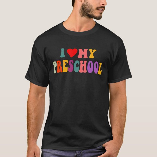 CAMISETA EU AMO MINHA AULA DE PRESCOOL PRE K PROFESSOR DE V (Frente)