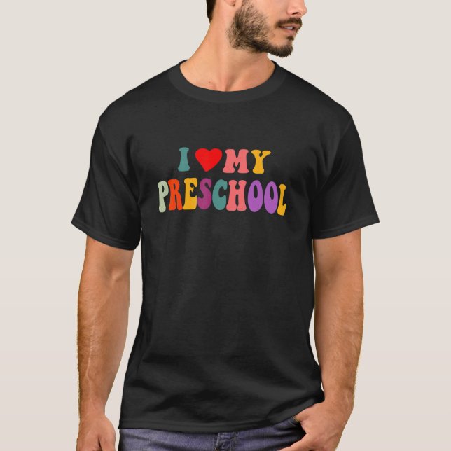 CAMISETA EU AMO MINHA AULA DE PRESCOOL PRE K PROFESSOR DE V (Frente)