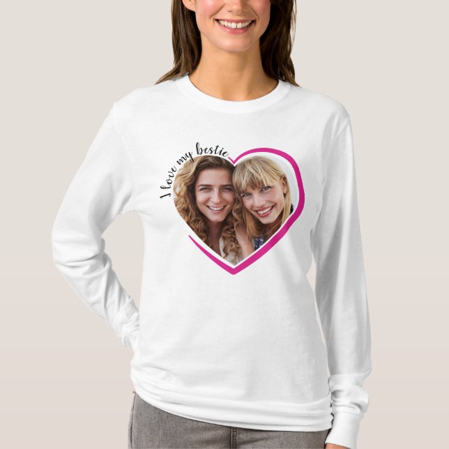 Camiseta Eu Amo Minha Besties Foto De Coração Rosa (Frente)