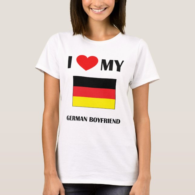 Camiseta Eu amo minha boneca alemão das senhoras do (Frente)