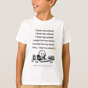 Camiseta Eu amo minha escola - repita até convencer