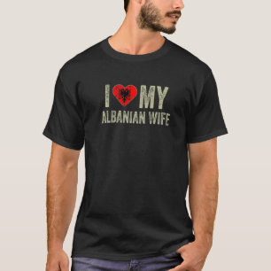Camiseta Eu Amo Minha Esposa Albanesa Bandeira da Albânia M