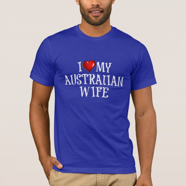 Camiseta Eu amo minha esposa australiana (Frente)