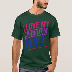Camiseta Eu amo minha esposa bissexual Bi Orgulho Bandeira