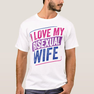 Camiseta Eu Amo Minha Esposa Bissexual Bi Orgulho Bandeira