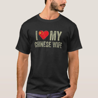Camiseta Eu Amo Minha Esposa Chinesa China Bandeira Marido 