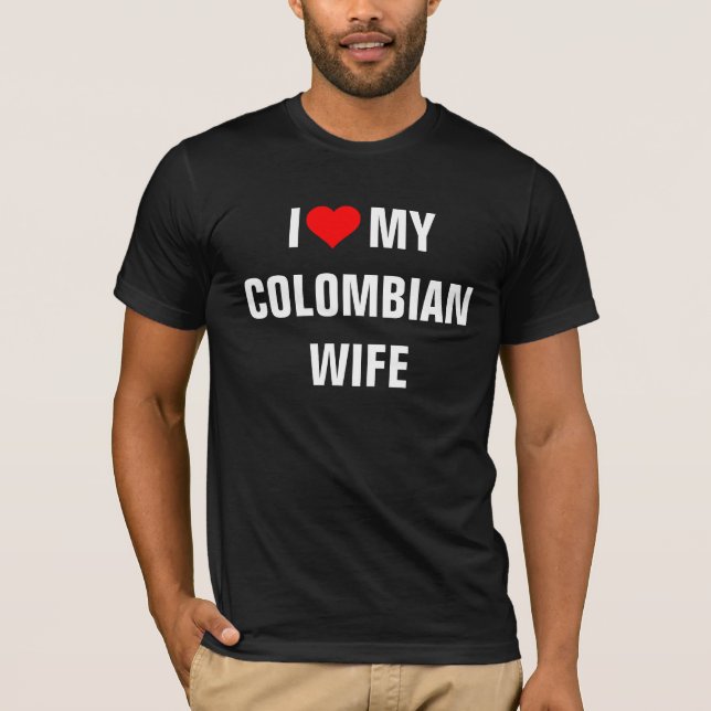 Camiseta "Eu amo minha esposa colombiana" (Frente)