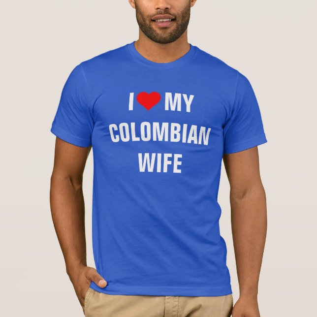 Camiseta "Eu amo minha esposa colombiana" (Frente)